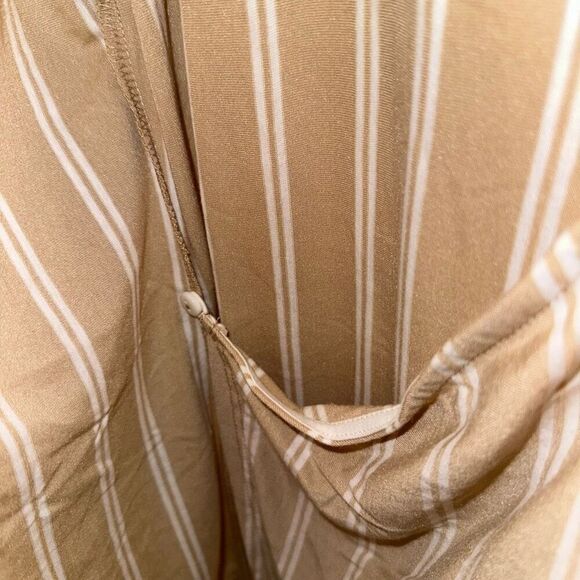 ASOS Women’s Tan White Stripe Jersey Wrap Dress Size 8 EUC - Picture 4 of 10